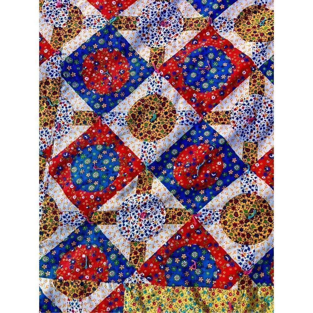 Vintage Handmade Cross Quilt Queen Size